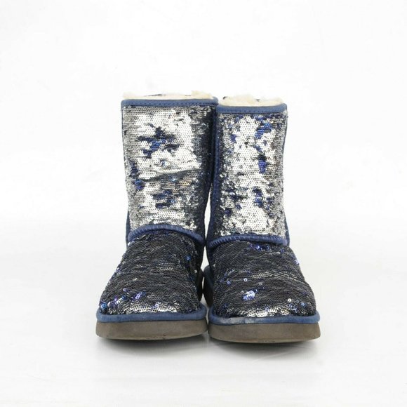 UGG Australia Classic Short Blue Sparkle Sequin Sherpa Boots Womens 7 1002765 - Picture 6 of 12